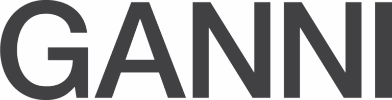 GANNI logo in bold, rounded sans-serif font, representing contemporary Danish fashion serviced by Sudsies Dry Cleaners.