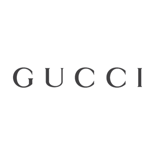 Gucci logo in elegant, spaced serif typography, representing bold Italian fashion expertly cared for by Sudsies Dry Cleaners.
