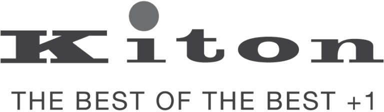 Kiton logo with bold serif typography and red dot over the “i,” accompanied by the phrase “The Best of the Best +1,” representing luxury tailoring serviced by Sudsies Dry Cleaners.