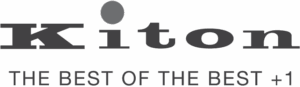 Kiton logo with bold serif typography and red dot over the “i,” accompanied by the phrase “The Best of the Best +1,” representing luxury tailoring serviced by Sudsies Dry Cleaners.