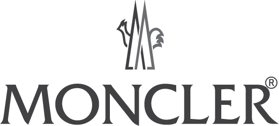 Moncler logo with stylized alpine rooster emblem above bold serif lettering, representing premium outerwear expertly maintained by Sudsies Dry Cleaners.
