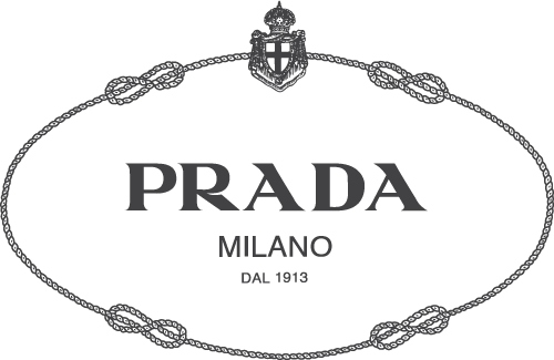 Prada Milano logo featuring an ornate rope oval design with heraldic crest, symbolizing heritage fashion meticulously cared for by Sudsies Dry Cleaners.