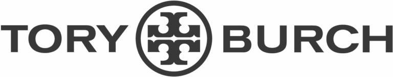Tory Burch logo featuring bold sans-serif lettering and a circular double-T emblem, representing designer garments cared for by Sudsies Dry Cleaners.