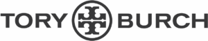 Tory Burch logo featuring bold sans-serif lettering and a circular double-T emblem, representing designer garments cared for by Sudsies Dry Cleaners.