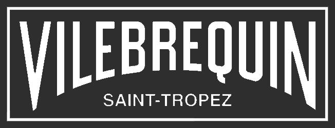 Vilebrequin Saint-Tropez logo in bold, modern white font on a dark background, representing luxury swimwear cleaned by Sudsies Dry Cleaners.