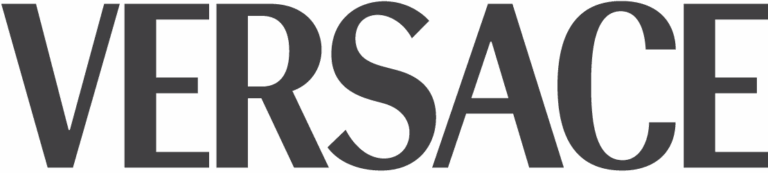 Versace logo in bold, elegant sans-serif font, symbolizing high fashion garments serviced by Sudsies Dry Cleaners.